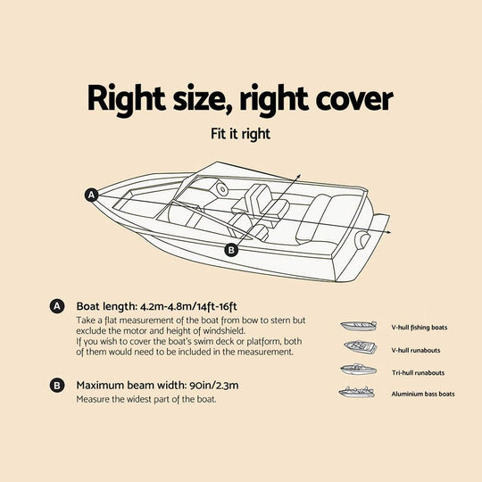 Buy Seamanship 14- 16ft Boat Cover Trailerable Marine Grade 600D discounted | Products On Sale Australia