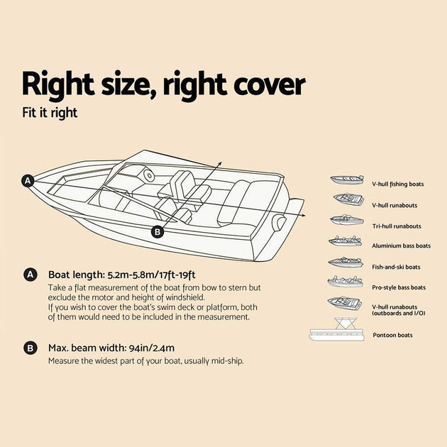 Buy Seamanship 17-19ft Boat Cover Trailerable Jumbo 600D Marine Heavy Duty discounted | Products On Sale Australia