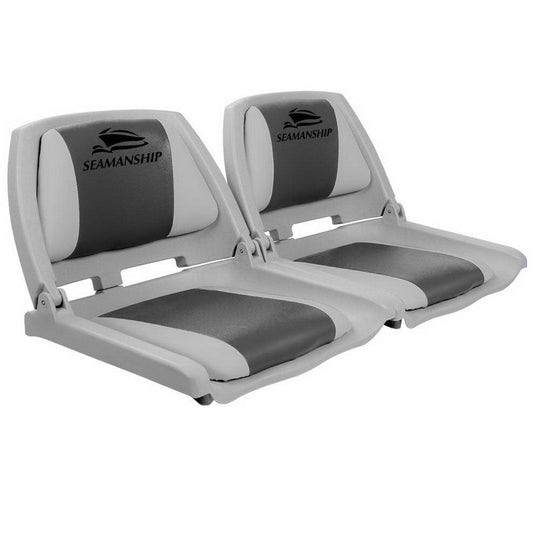 Buy Seamanship 2X Folding Boat Seats Marine Seat Swivel Low Back 4cm Padding Grey discounted | Products On Sale Australia