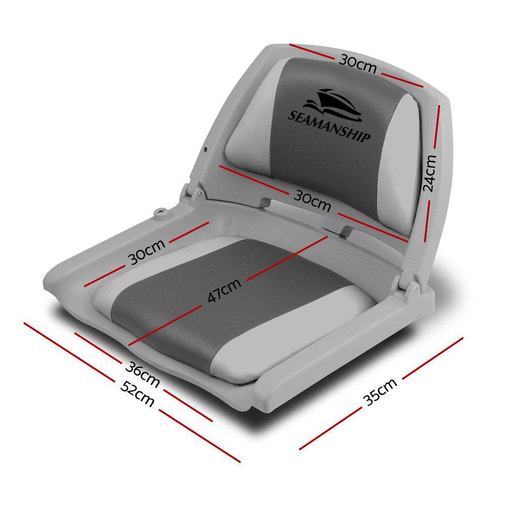 Buy Seamanship 2X Folding Boat Seats Marine Seat Swivel Low Back 4cm Padding Grey discounted | Products On Sale Australia