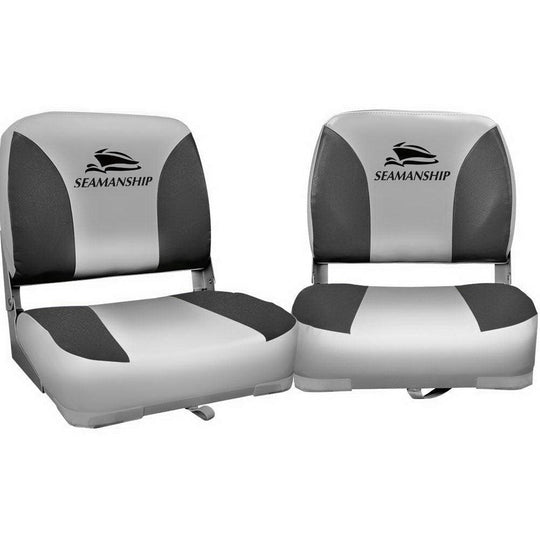 Buy Seamanship 2X Folding Boat Seats Marine Swivel Low Back 13cm Padding Charcoal discounted | Products On Sale Australia