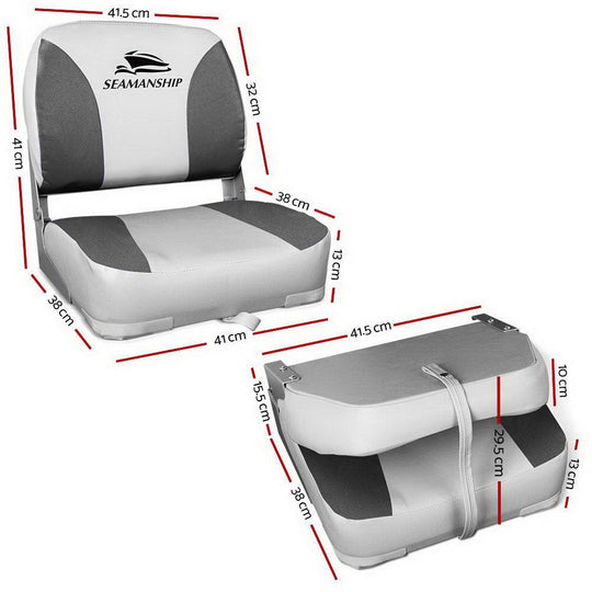 Buy Seamanship 2X Folding Boat Seats Marine Swivel Low Back 13cm Padding Charcoal discounted | Products On Sale Australia