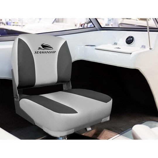 Buy Seamanship 2X Folding Boat Seats Marine Swivel Low Back 13cm Padding Charcoal discounted | Products On Sale Australia