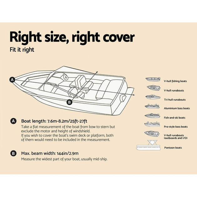 Buy Seamanship Boat Cover 25-27ft Trailerable Jumbo Marine 600D Heavy Duty Grey discounted | Products On Sale Australia