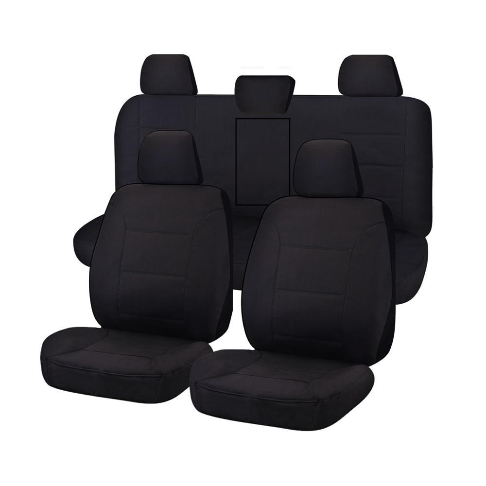 Buy Seat Covers for TOYOTA HILUX 08/2015 - ON DUAL CAB UTILITY FR 40/60 SPLIT BASE WITH A/REST BLACK ALL TERRAIN discounted | Products On Sale Australia