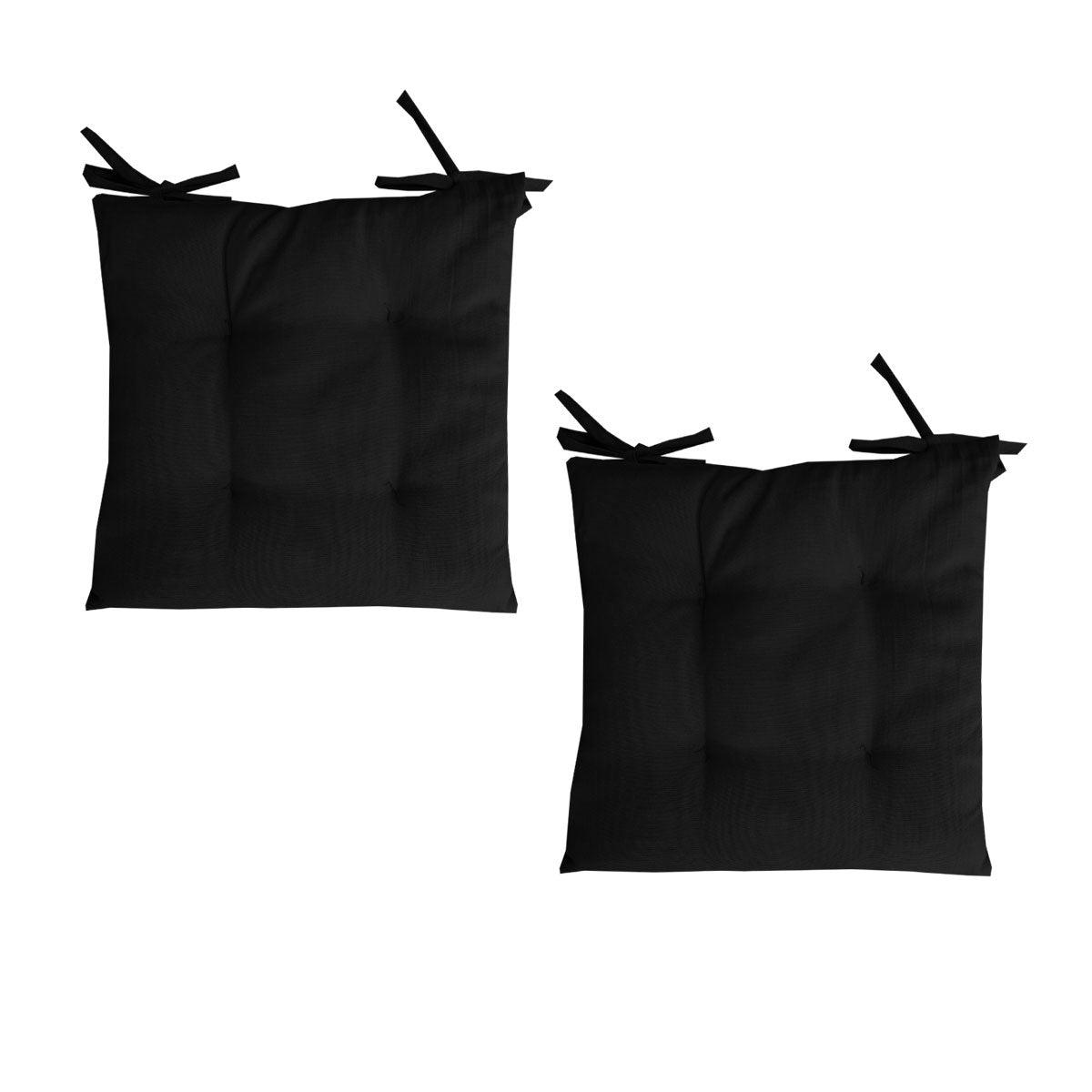 Buy Set of 2 Outdoor Polyester Solid Chair Pads 40 x 40cm Black discounted | Products On Sale Australia