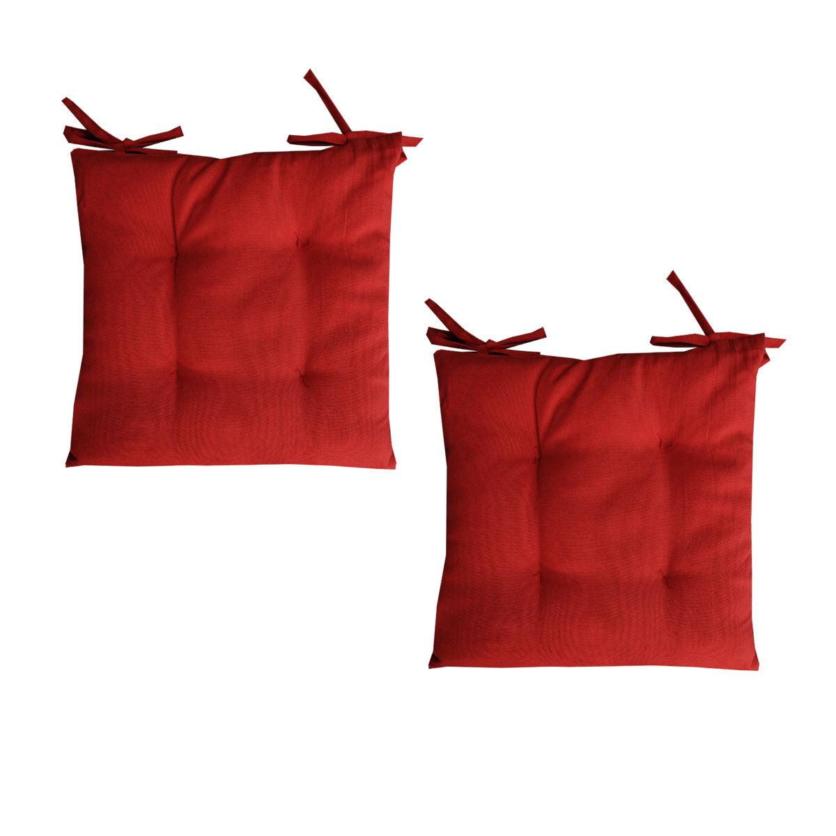 Buy Set of 2 Outdoor Polyester Solid Chair Pads 40 x 40cm Red discounted | Products On Sale Australia