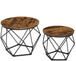 Buy Set of 2 Side Tables Robust Steel Frame Rustic Brown and Black discounted | Products On Sale Australia