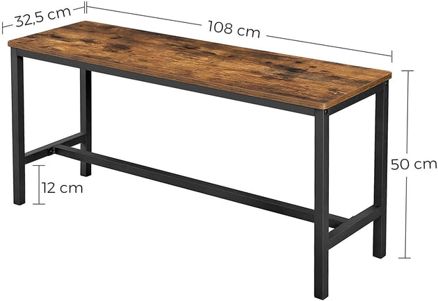 Buy Set of 2 Table Benches Industrial Style Durable Metal Frame 108 x 32.5 x 50 cm Rustic Brown discounted | Products On Sale Australia