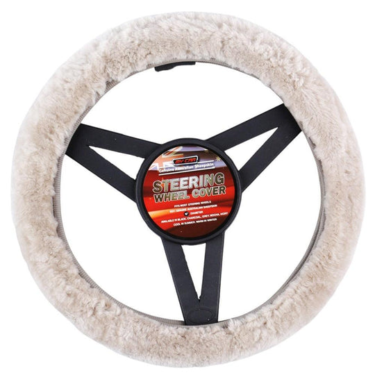 Buy Sheepskin Steering Wheel Cover Luxury - Mocha discounted | Products On Sale Australia