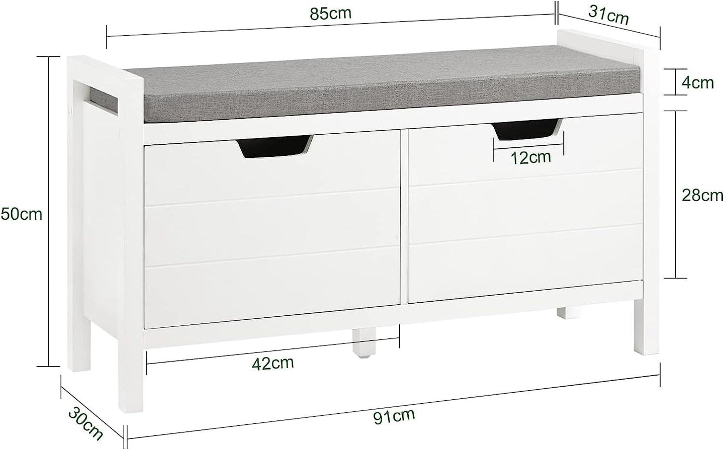 Buy Shoe Bench Shoe Rack Cabinet Hallway, White discounted | Products On Sale Australia