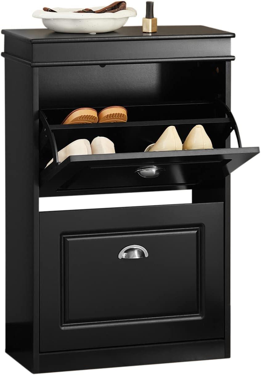 Buy Shoe Cabinet 2 Drawers Storage Cupboard Black discounted | Products On Sale Australia