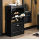 Buy Shoe Cabinet 2 Drawers Storage Cupboard Black discounted | Products On Sale Australia