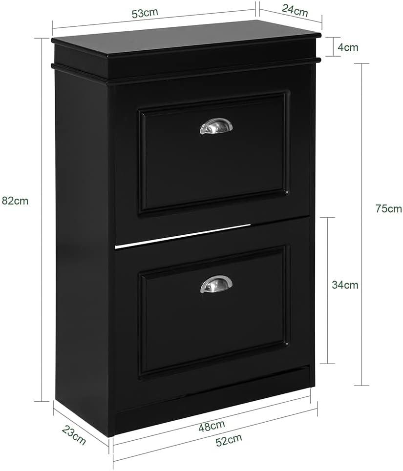 Buy Shoe Cabinet 2 Drawers Storage Cupboard Black discounted | Products On Sale Australia