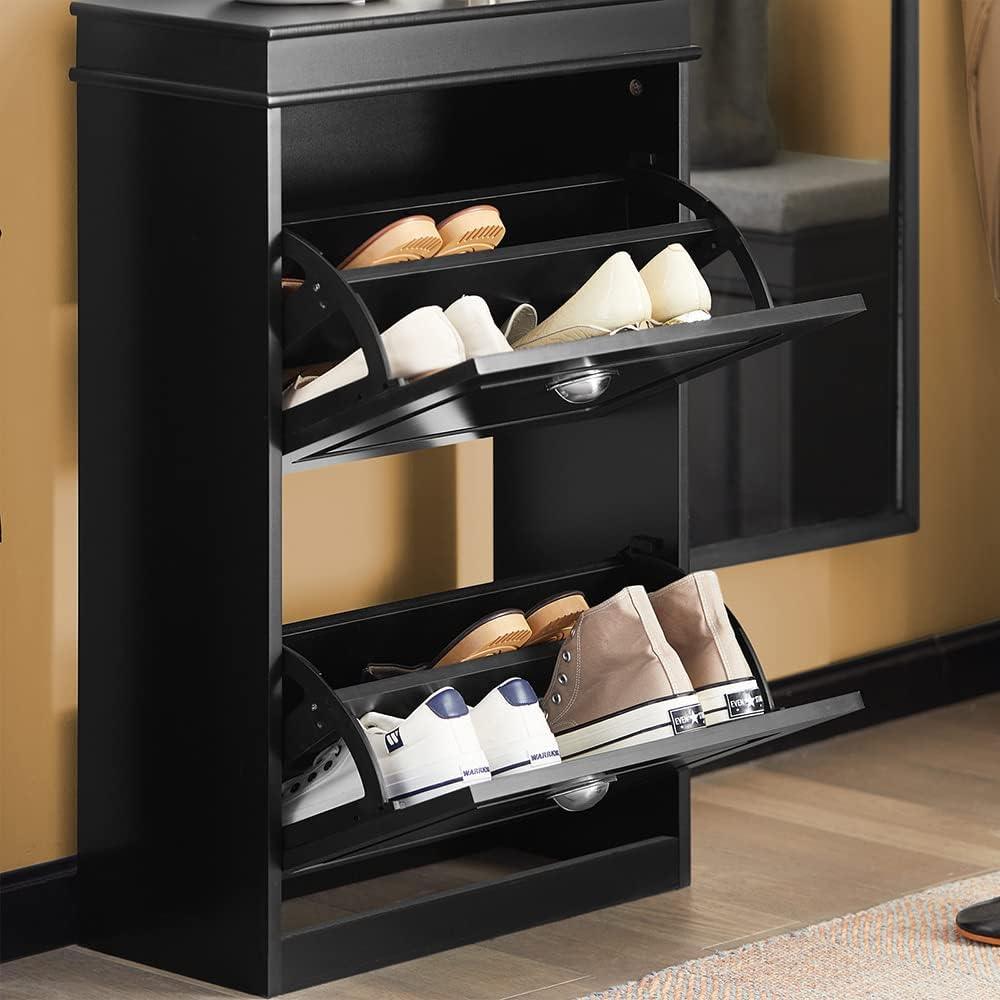 Buy Shoe Cabinet 2 Drawers Storage Cupboard Black discounted | Products On Sale Australia