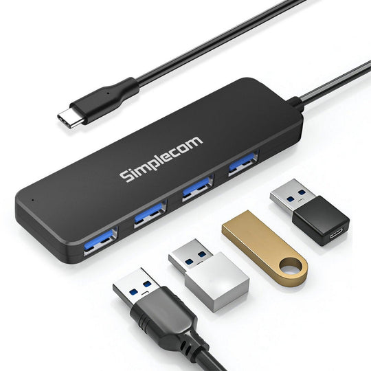 Buy Simplecom CH340 Compact USB-C to 4 Port USB-A Hub USB 3.2 Gen1 discounted | Products On Sale Australia