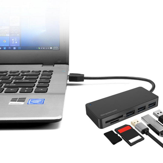 Buy Simplecom CH368 3 Port USB 3.0 Hub with Dual Slot SD MicroSD Card Reader discounted | Products On Sale Australia