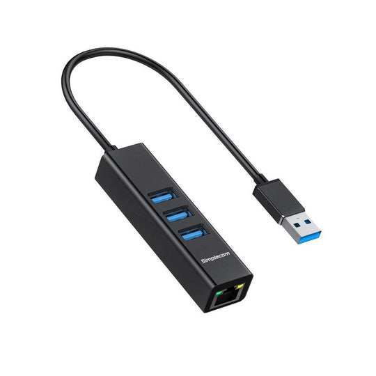 Buy Simplecom CHN420 Aluminium 3 Port SuperSpeed USB HUB with Gigabit Ethernet Adapter Black discounted | Products On Sale Australia