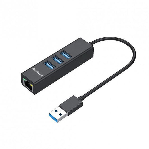 Buy SIMPLECOM CHN420 Black Aluminium 3 Port SuperSpeed USB HUB with Gigabit Ethernet Adapter - CBAT-USBCLAN discounted | Products On Sale Australia