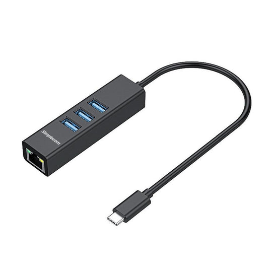 Buy Simplecom CHN421 Aluminium USB-C to 3 Port USB HUB with Gigabit Ethernet Adapter Black discounted | Products On Sale Australia