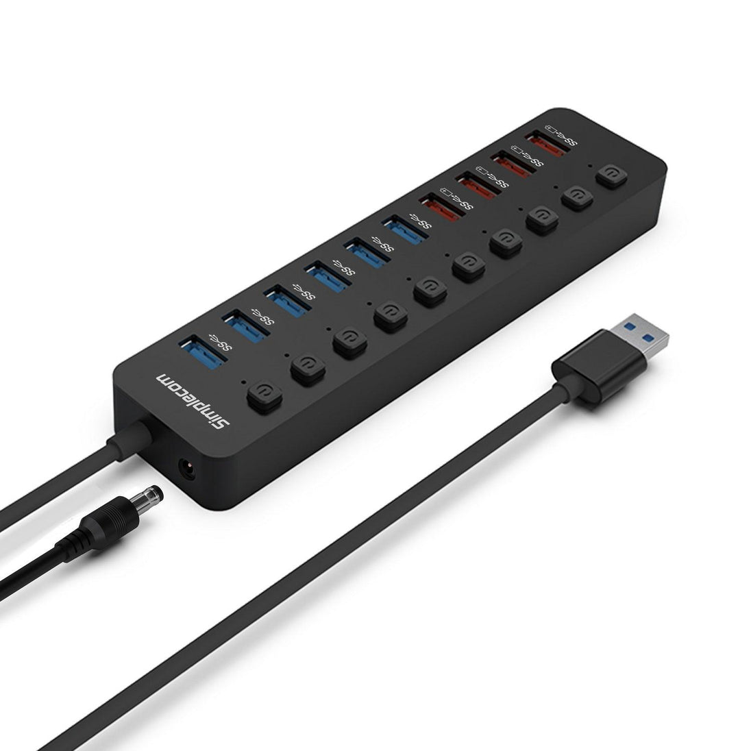 Buy Simplecom CHU810 48W 10-Port USB 3.0 Hub and Charger with Individual Switches 12V/4A Power Adapter BC1.2 Fast Charging discounted | Products On Sale Australia