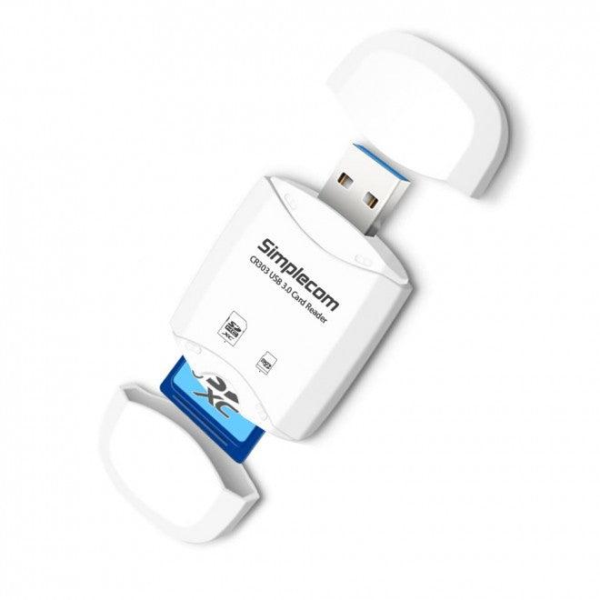 Buy SIMPLECOM CR303 2 Slot SuperSpeed USB 3.0 Card Reader with Dual Caps -White discounted | Products On Sale Australia