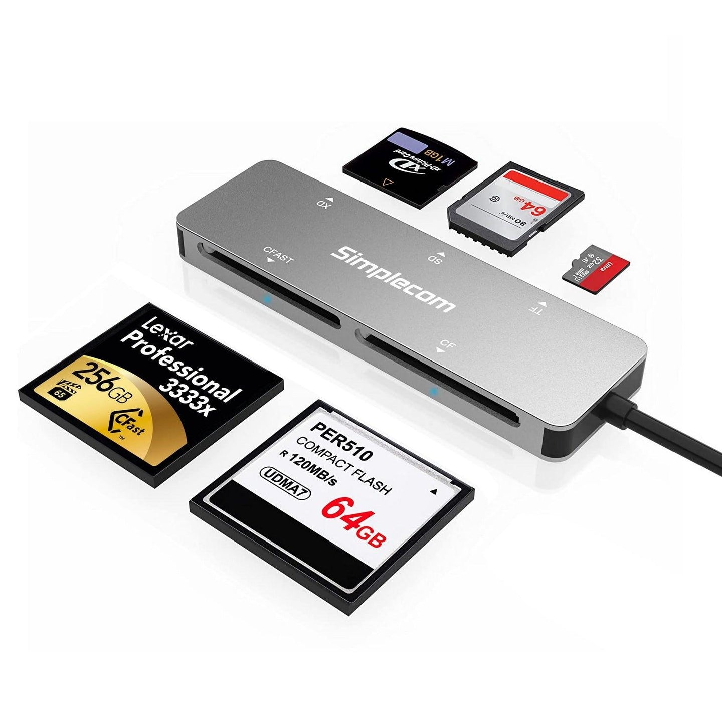 Buy Simplecom CR407 5-Slot SuperSpeed USB 3.0 and USB-C to CFast/CF/XD/SD/MicroSD Card Reader discounted | Products On Sale Australia