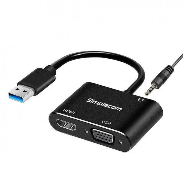 Buy SIMPLECOM DA316A USB to HDMI + VGA Video Card Adapter with 3.5mm Audio discounted | Products On Sale Australia