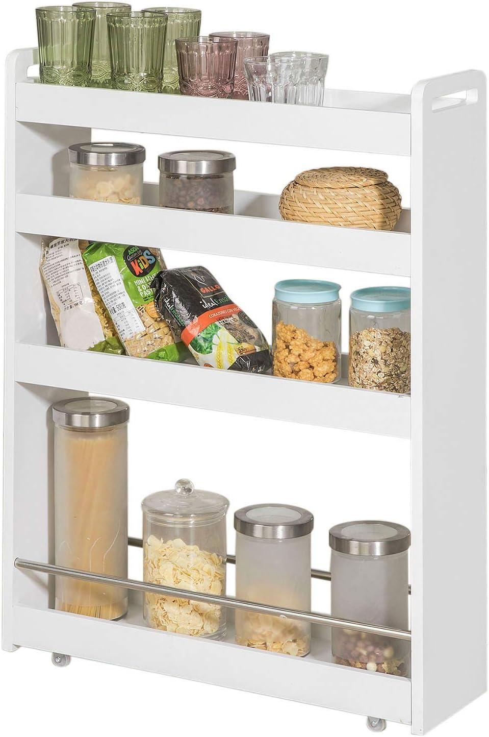 Buy Slimline Rolling Storage Shelf, White discounted | Products On Sale Australia