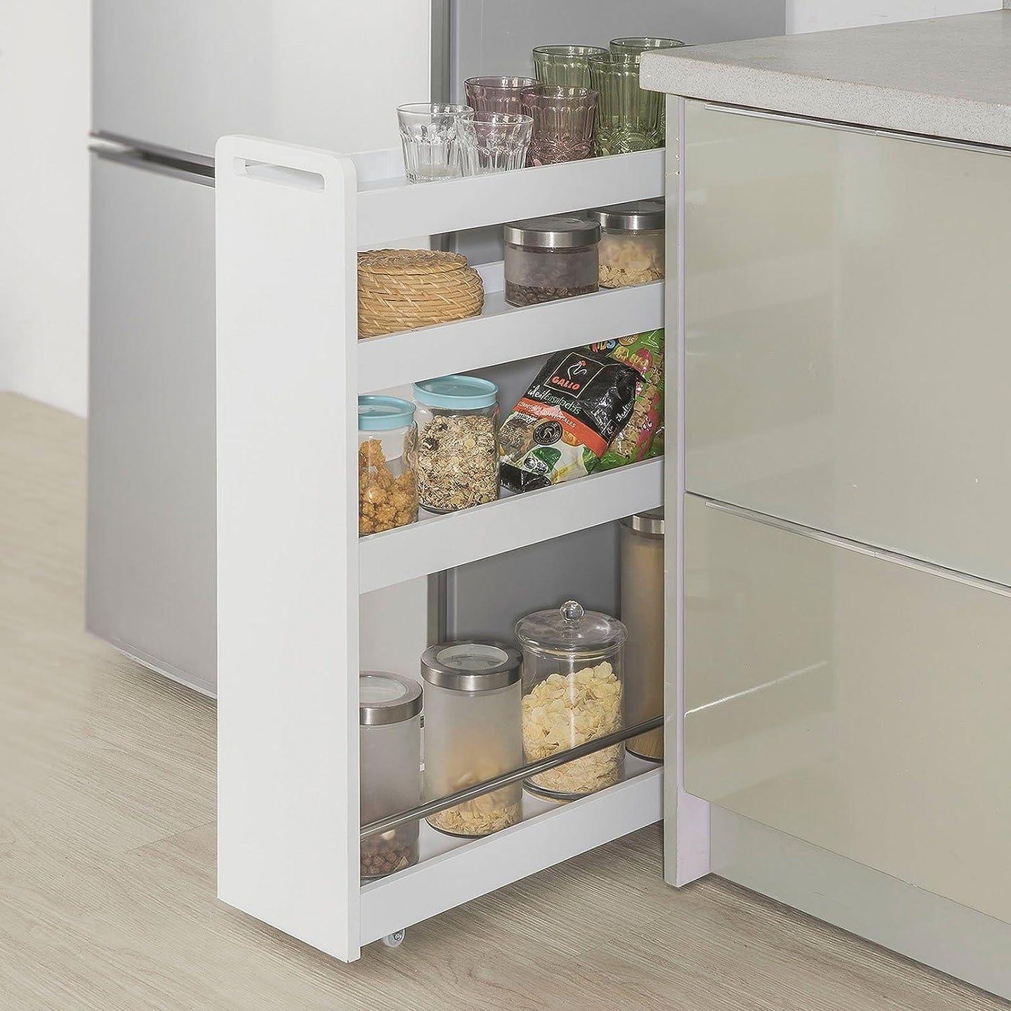 Buy Slimline Rolling Storage Shelf, White discounted | Products On Sale Australia