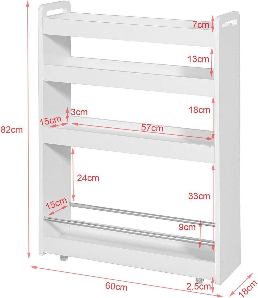 Buy Slimline Rolling Storage Shelf, White discounted | Products On Sale Australia