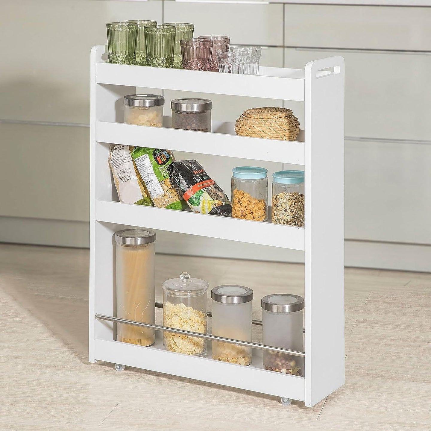 Buy Slimline Rolling Storage Shelf, White discounted | Products On Sale Australia