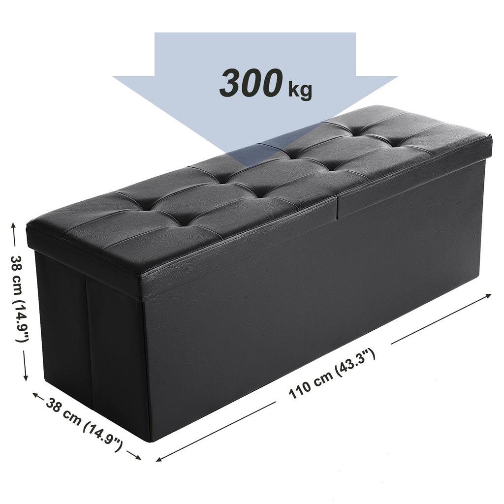 Buy SONGMICS 110cm Folding Storage Ottoman Bench with Flipping Lid Footrest Black discounted | Products On Sale Australia