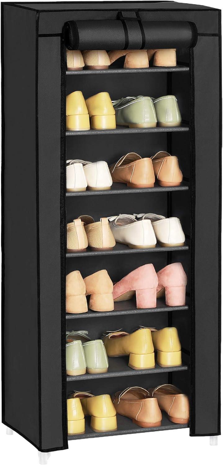 Buy SONGMICS 7 Tier Shoe Rack for 14-20 Pairs of Shoes Nonwoven Fabric Cover Black discounted | Products On Sale Australia