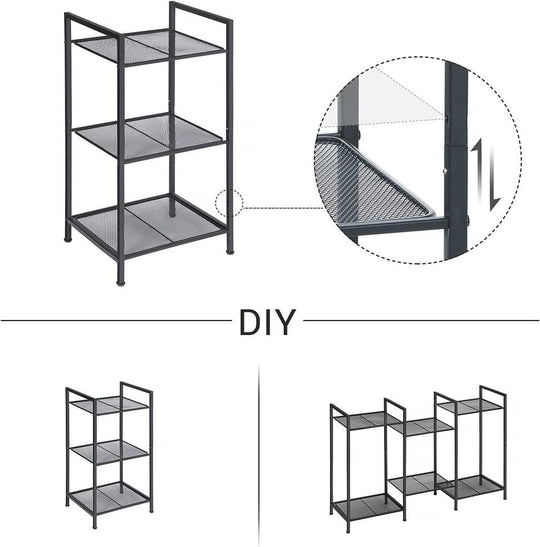 Buy SONGMICS Bathroom Shelf 3-Tier Storage Rack with Adjustable Shelf Black discounted | Products On Sale Australia