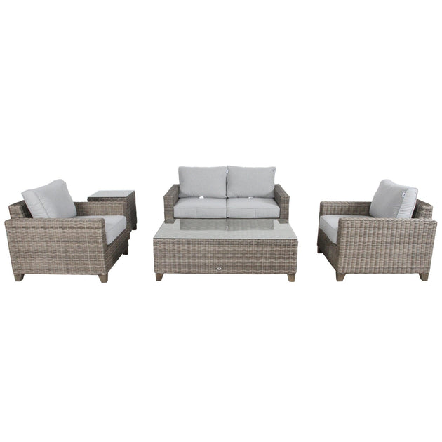 Buy Sophy 2+1+1 Seater Wicker Rattan Outdoor Sofa Set Coffee Side Table Chair Lounge discounted | Products On Sale Australia