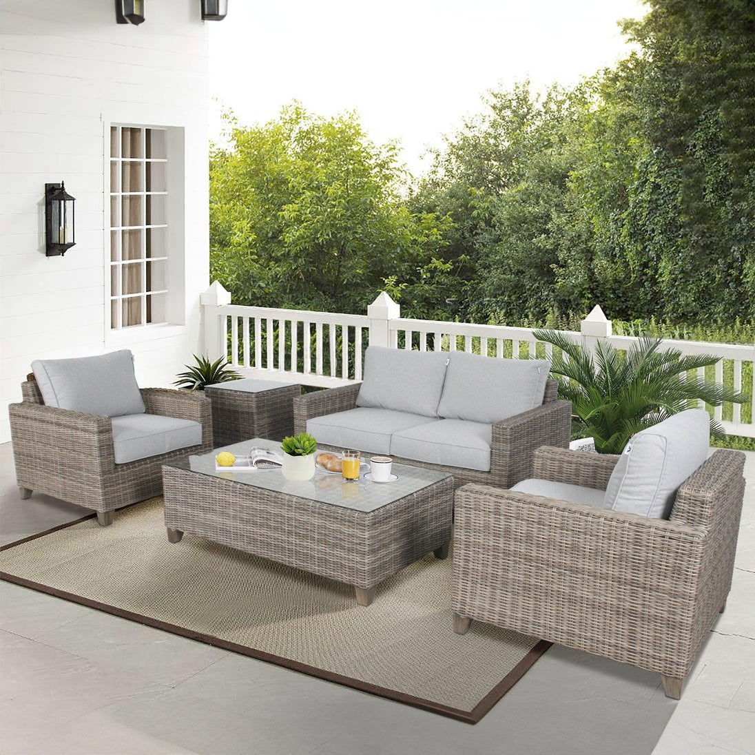 Buy Sophy 2+1 Seater Wicker Rattan Outdoor Sofa Chair Lounge Set discounted | Products On Sale Australia