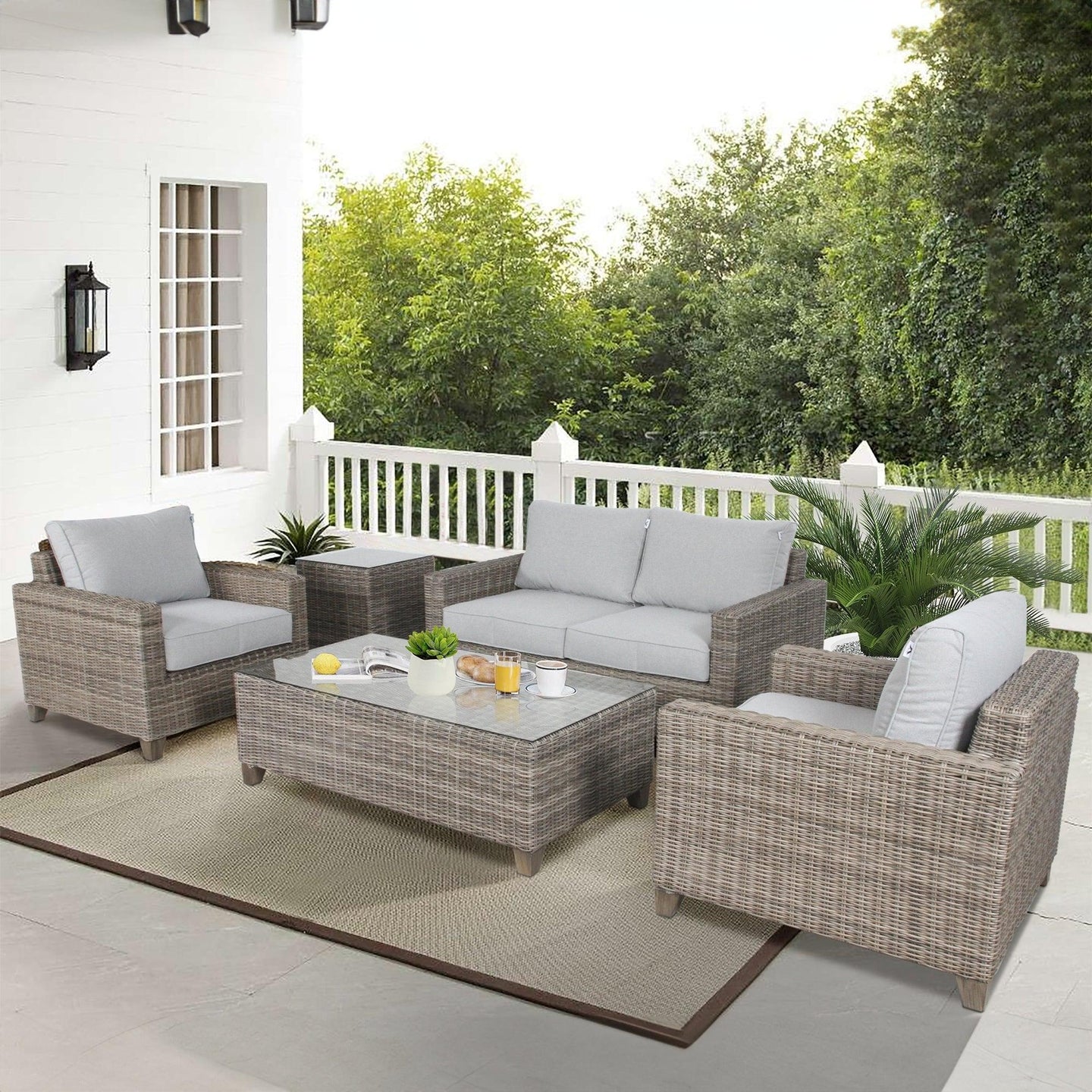 Buy Sophy 2+3 Seater Wicker Rattan Outdoor Sofa Chair Lounge Set discounted | Products On Sale Australia