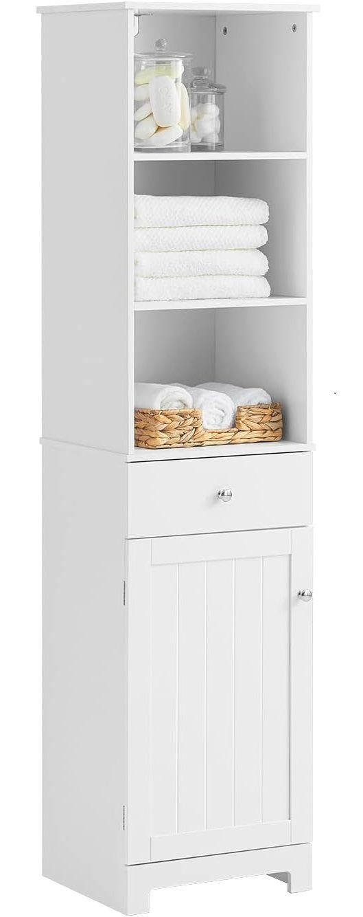 Buy Tall Bathroom Storage Cabinet 3 Shelves, White discounted | Products On Sale Australia