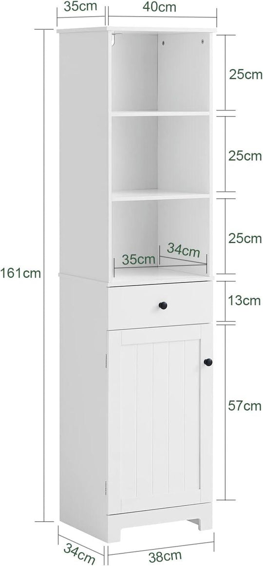 Buy Tall Bathroom Storage Cabinet 3 Shelves, White discounted | Products On Sale Australia