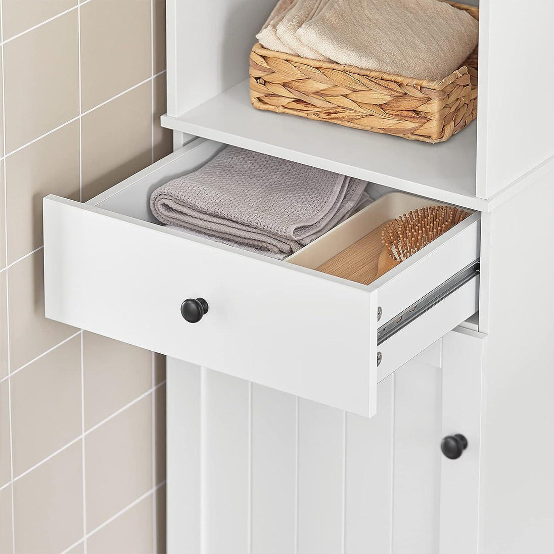 Buy Tall Bathroom Storage Cabinet 3 Shelves, White discounted | Products On Sale Australia