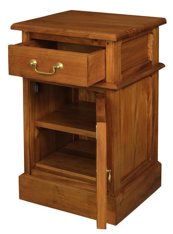 Buy Tasmania 1 Solid Door 1 Drawer Bedside (Light Pecan) discounted | Products On Sale Australia