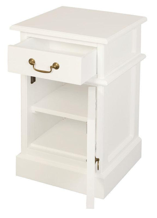 Buy Tasmania 1 Solid Door 1 Drawer Bedside (White) discounted | Products On Sale Australia