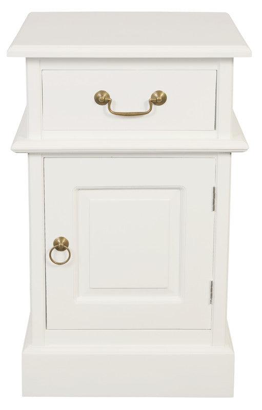 Buy Tasmania 1 Solid Door 1 Drawer Bedside (White) discounted | Products On Sale Australia