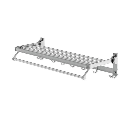 Buy Towel Rail Rack Holder 4 Bars Wall Mounted Aluminium Foldable Hanging Hook discounted | Products On Sale Australia