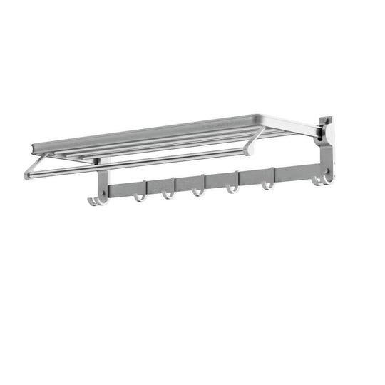 Buy Towel Rail Rack Holder 4 Bars Wall Mounted Aluminium Foldable Hanging Hook discounted | Products On Sale Australia