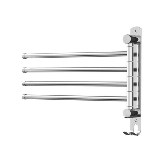 Buy Towel Rail Rack Holder 4 Bars Wall Mounted Stainless Steel Swivel Hanging Hook discounted | Products On Sale Australia