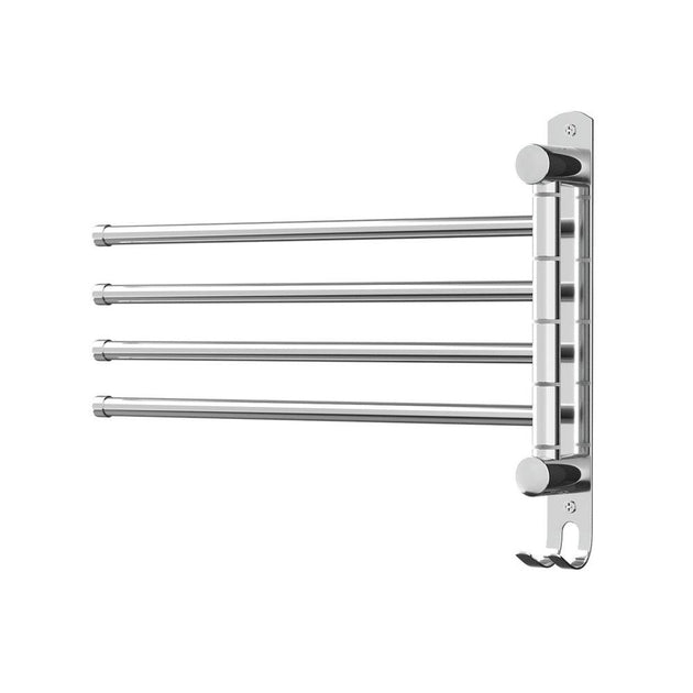 Buy Towel Rail Rack Holder 4 Bars Wall Mounted Stainless Steel Swivel Hanging Hook discounted | Products On Sale Australia