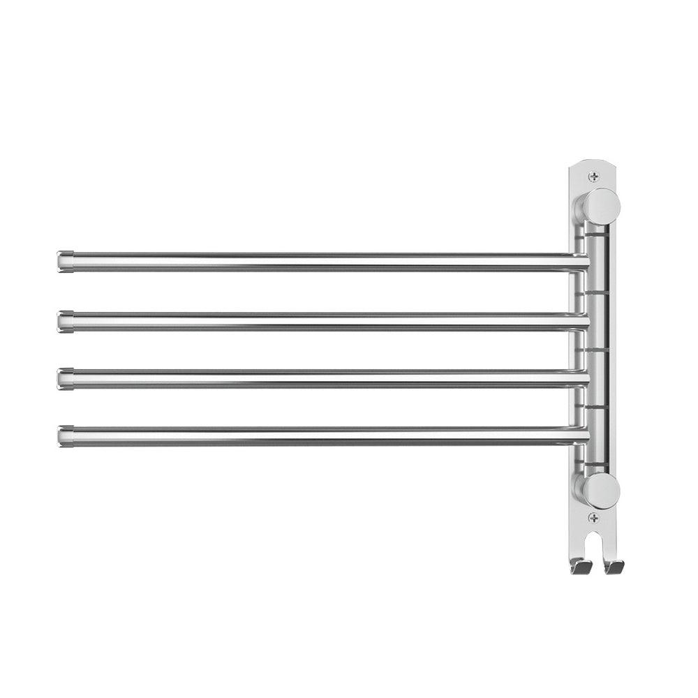 Buy Towel Rail Rack Holder 4 Bars Wall Mounted Stainless Steel Swivel Hanging Hook discounted | Products On Sale Australia