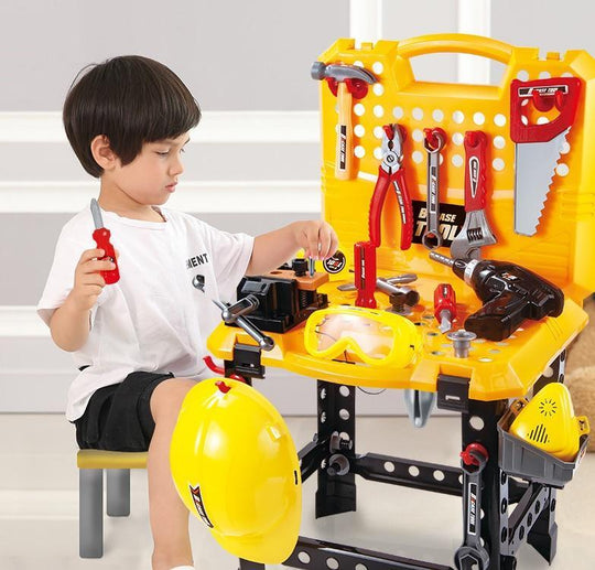 Buy Toy Power Workbench, Kids Power Tool Bench Construction Set with Tools and Electric Drill discounted | Products On Sale Australia